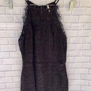 Sage Black Raw Edge Lace Dress Size L